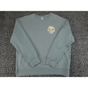 Zara Skull Graphic Pullover Sweatshirt XL Blue Long Sleeve Crew Neck Top